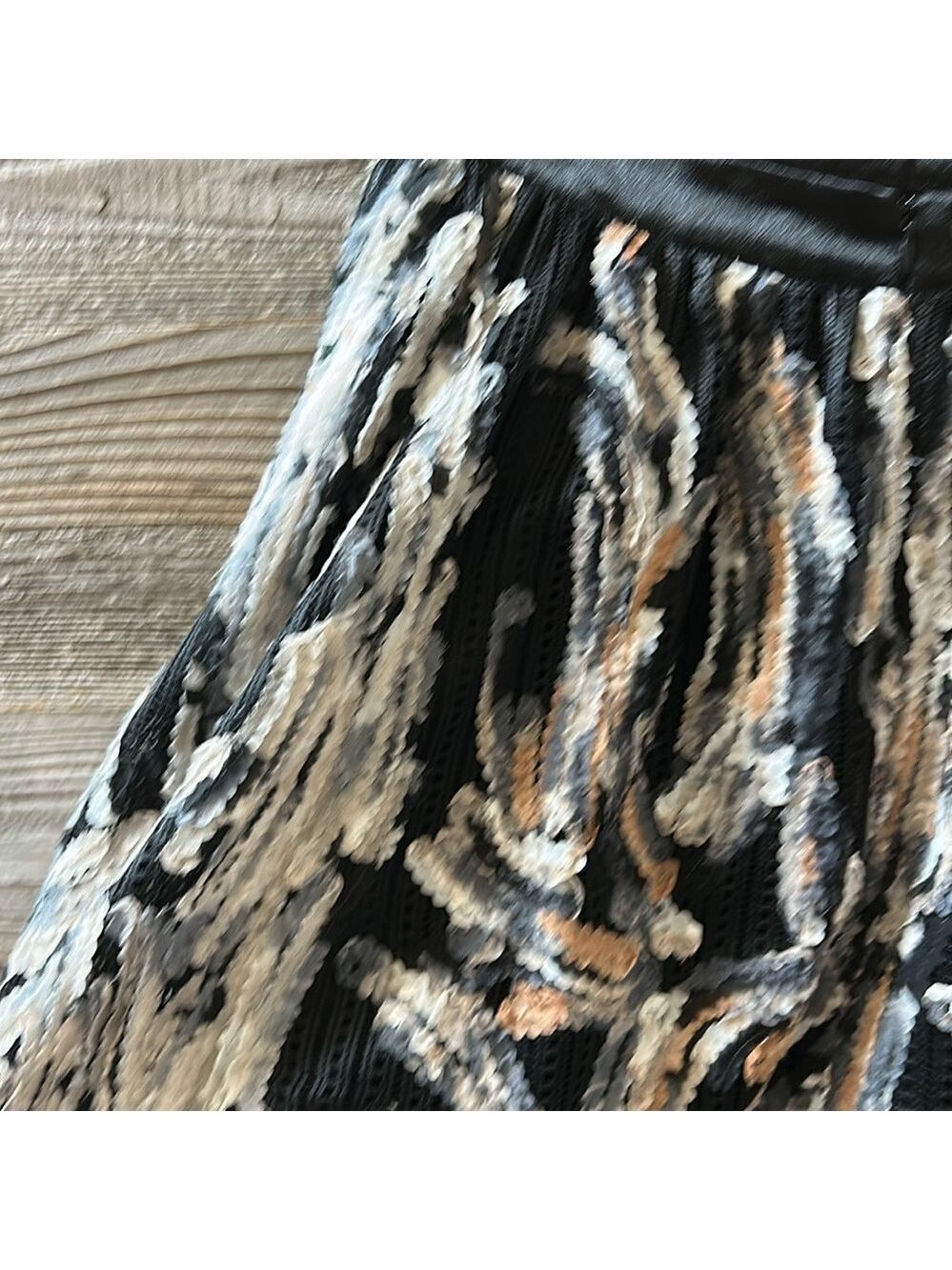 Endless Rose Black and Gray Abstract Pattern A-Line Midi Skirt Size Small - Picture 7 of 12